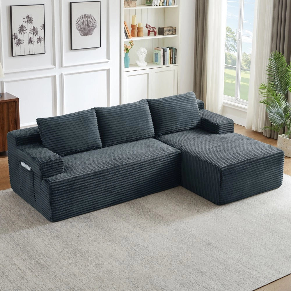 Divano Angolare Modulare con Seduta Profonda ¨C Xylo ¨C Grigio Scuro