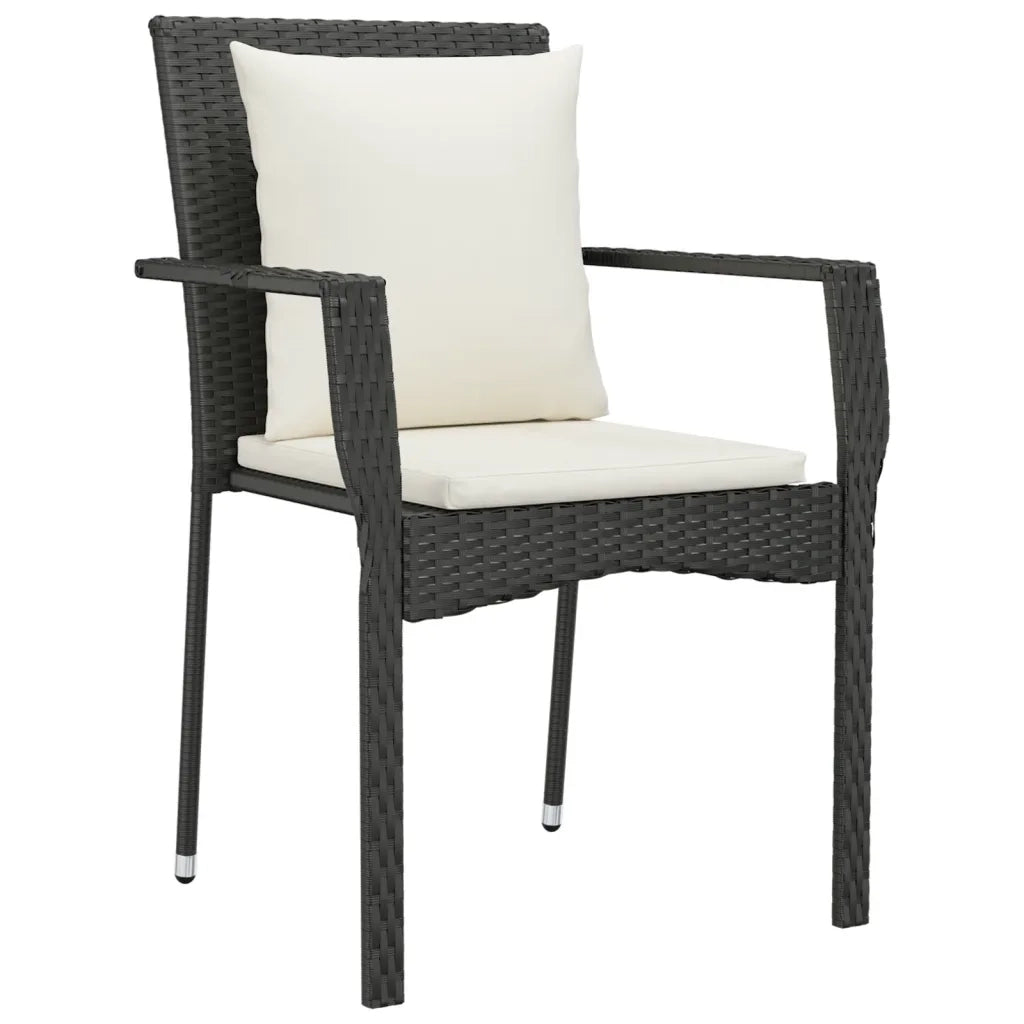 Set da Pranzo da Giardino 9 pz con Cuscini Nero in Polyrattan 3157956