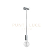 GSO094-  PENDENTE FLASH CAVO IN STOFFA E ROSONE NICKEL 1 LUCE ATTACCO E27 D.4,6CX7,6M