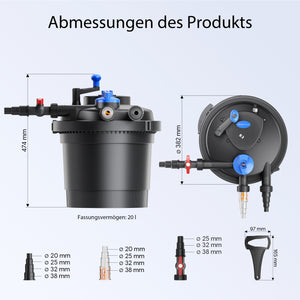 CPF-5000 Filtro a pressione per laghetto con UVC da 11 W 8.000 l/h