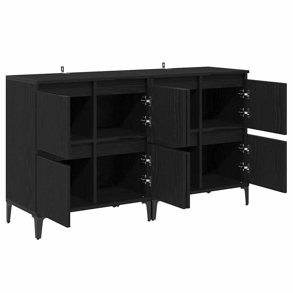 Sideboards 2 pcs Rovere Nero 60 x 35 x 70 cm Legno multistrato 3415594
