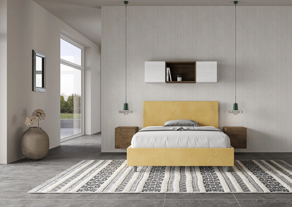 Letto Matrimoniale Extra Large 200x210 cm con Rete Adele Ocra