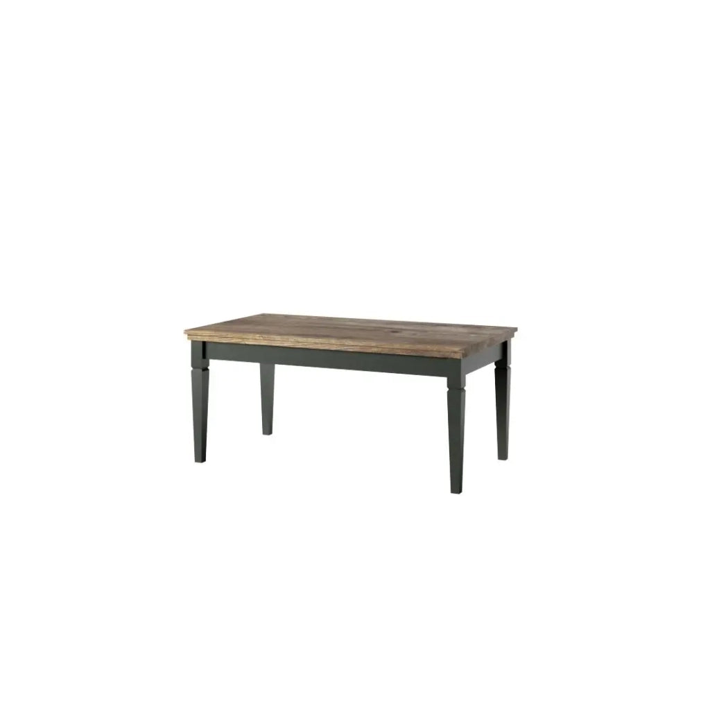 Tavolino basso ASSIA – Rettangolare 110x60 cm – Verde e rovere – Stile classico chic