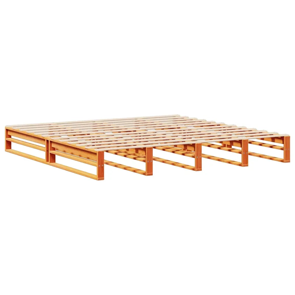 Letto Libreria senza Materasso Marrone Cera 200x200 cm Legno 3323889