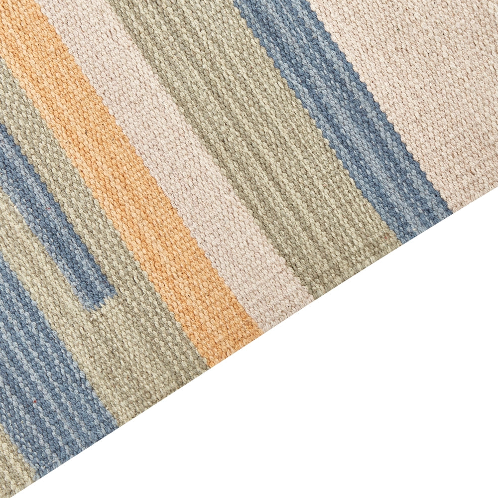 Tappeto Kilim Beige e Marrone Cotone 140 x 200 cm Tagliato a Navetta Tessuto a mano Pavimento Parete Tappeto Simboli geometrici Motivo reversibile Frange