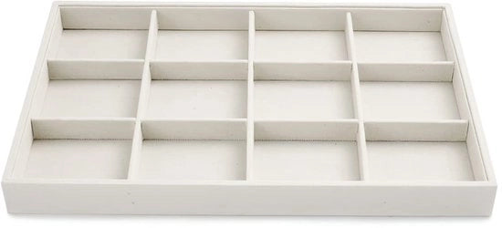 Organizzatore per bracciali con 12 contenitori - Piatto di supporto per gioielli - Custodia per collane con flanella - Materiale in legno composito - Protezione contro graffi