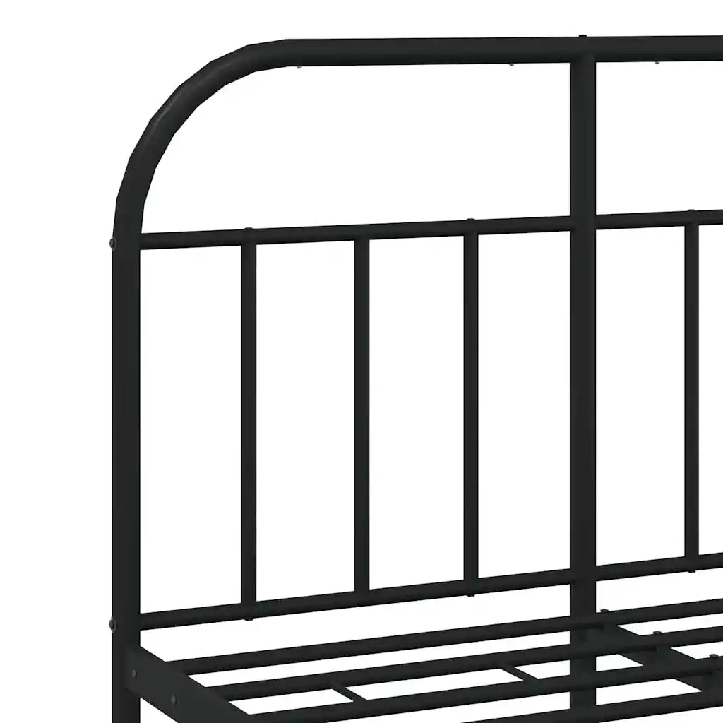Letto matrimoniale | Letto per adulti | Giroletto con Testiera e Pediera Metallo Nero 120x190 cm