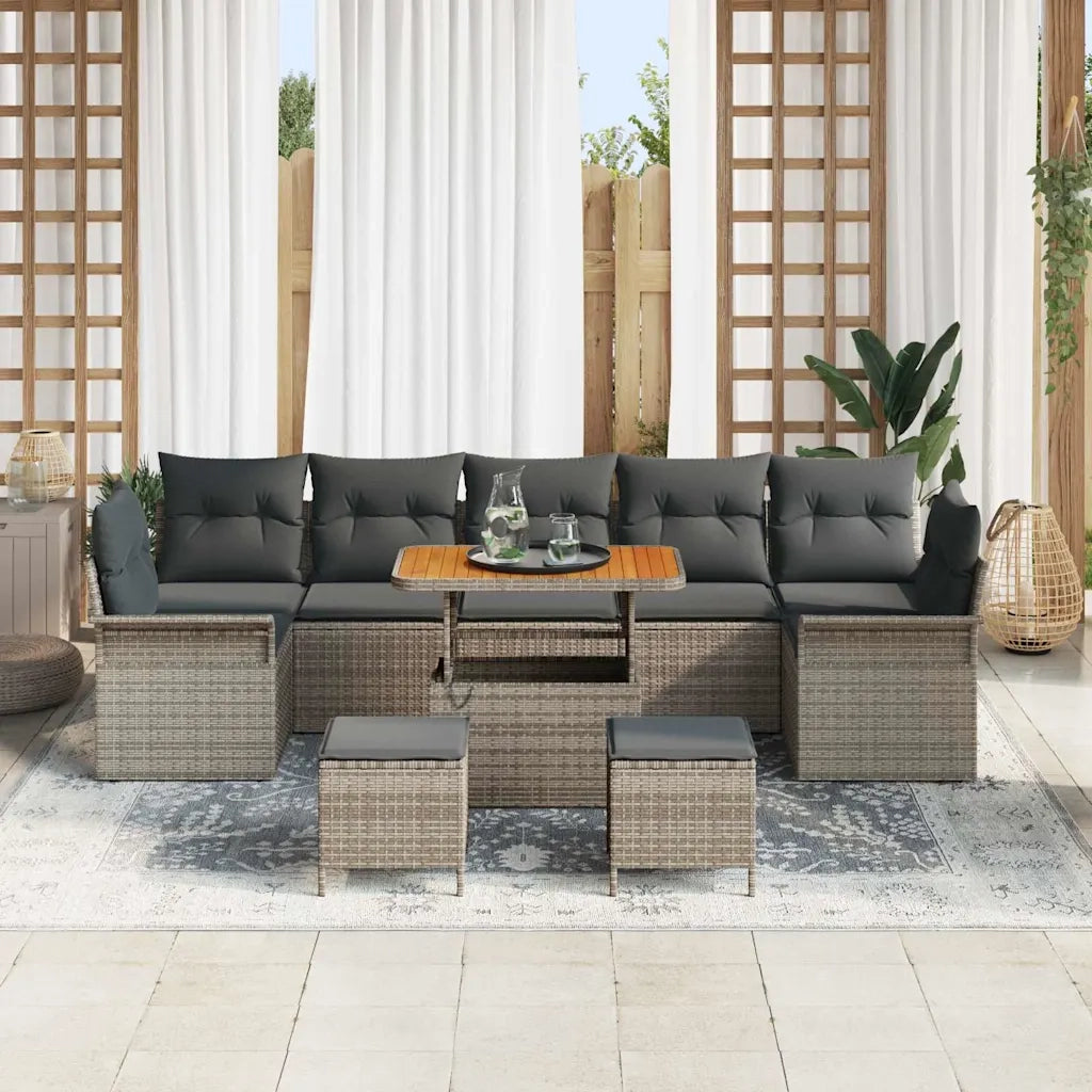 Set Divano da Giardino con cuscino 10 pcs Grigio 3364073
