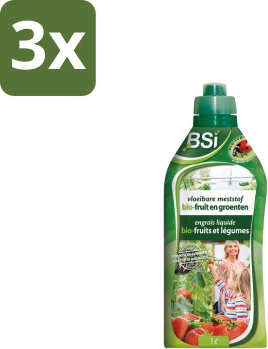 Meststof per Frutta e Verdure Bio - Crescita Naturale e Produzione - 1 L - Confezione in Bulk - 3 pezzi