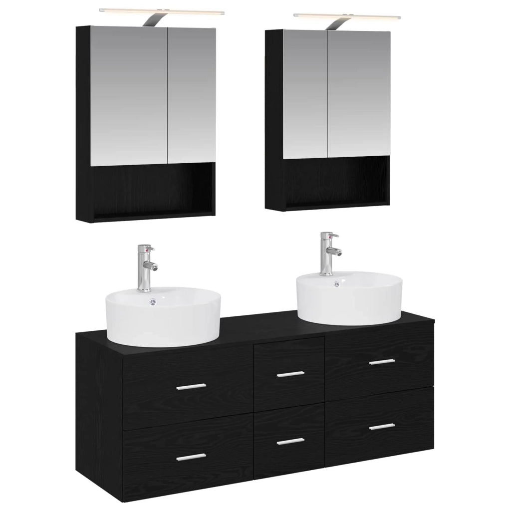 Set di mobili per il bagno 5 pcs Rovere Nero 3406920