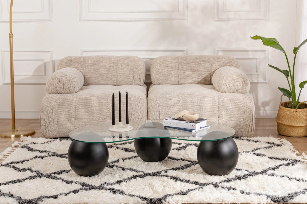 Tavolino in vetro "Sphere" - 120 x 70 x 30 cm - Nero