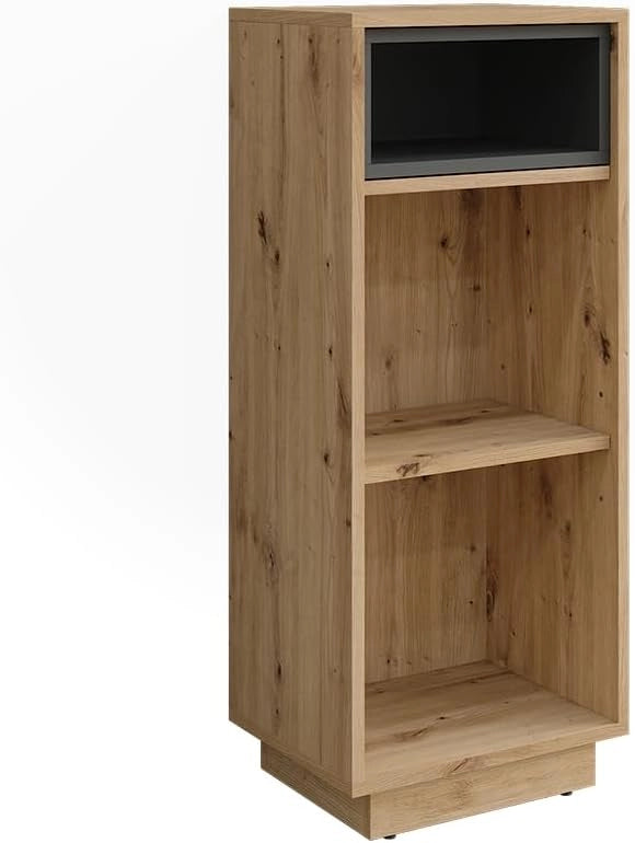 Armadio intermedio Beatrice, Grigio/antracite, 38 x 93 cm con 3 scomparti, per la conservazione di articoli da bagno e asciugamani