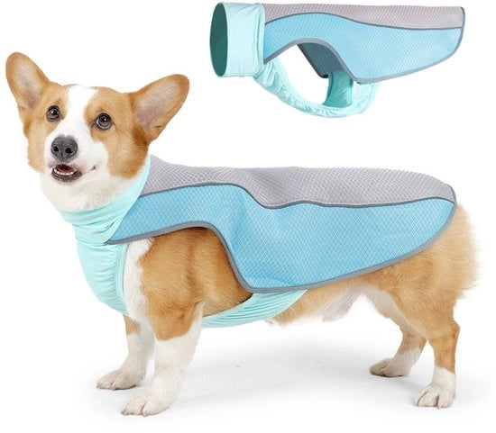 Camicia da cani leggera - Camicia da cani a rete respirante - Camicia da cani con mesh - Con strisce riflettenti - Illuminazione per caldo estivo - Adatto per spiaggia, camminata, escursione, fuori, caccia, allenamento, campeggio (S)