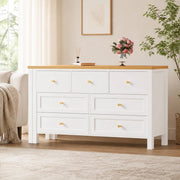 Scrivania girevole 360° con 7 cassetti, effetto rovere