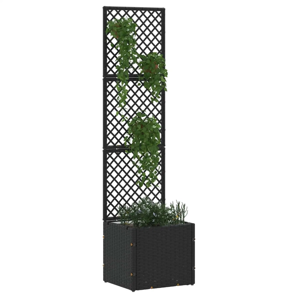 Vaso da giardino-Fioriera Esterno-Contenitore per Piante Nero 35 x 30 x 135 cm Metallo