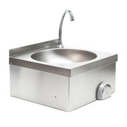 Lavello gastronorm in acciaio inox con vasca rotonda e lavamani azionabile con comando a ginocchio 16_0002397