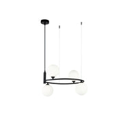 Maytoni lampadario contemporaneo Ring 4 luci G9 nero metallo vetro diffusori bianchi