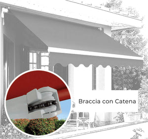 Tenda da Sole Barra Quadra 400x300 cm Tessuto in Acrilico Masi Riga Bordeaux