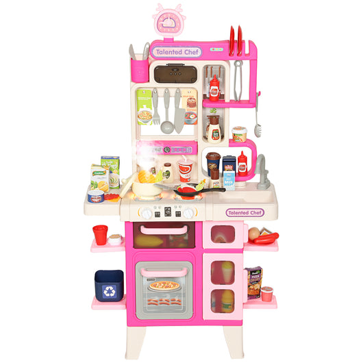 Cucina Giocattolo per Bambini 3-6 Anni con 104 Accessori 52,5x22x100 cm in PP e PE Rosa