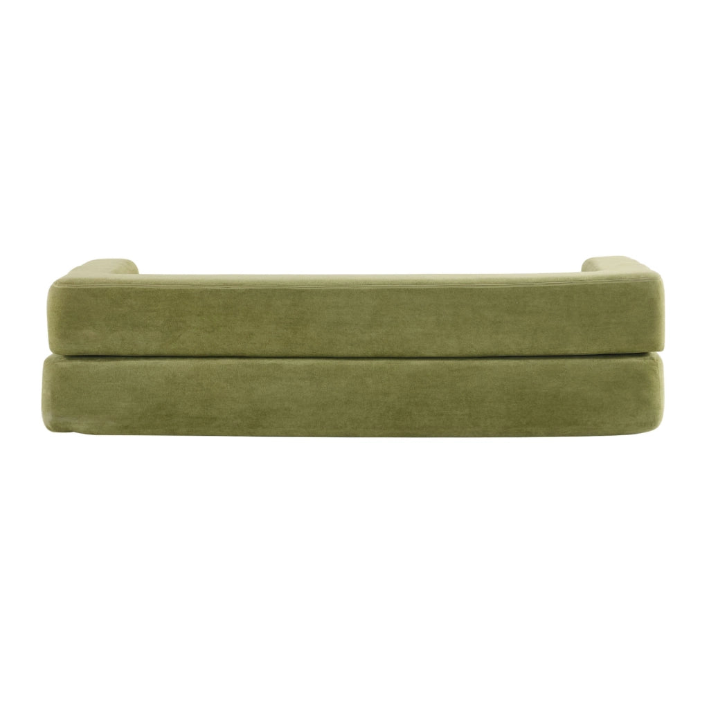 Divano letto da pavimento modulare in ciniglia verde