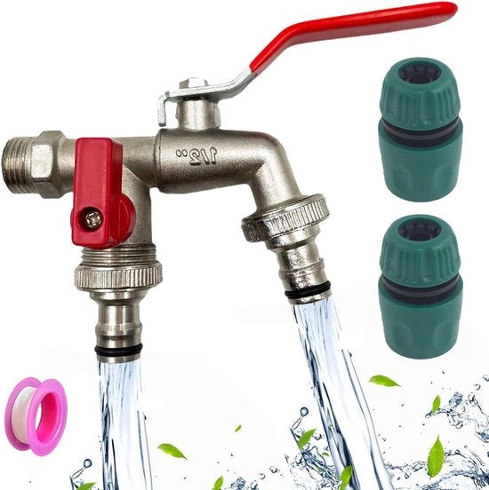 Acquasistema universale per irrigazione - 1/2 pollice esterno per giardino - con valvola di scarico a doppia sfera