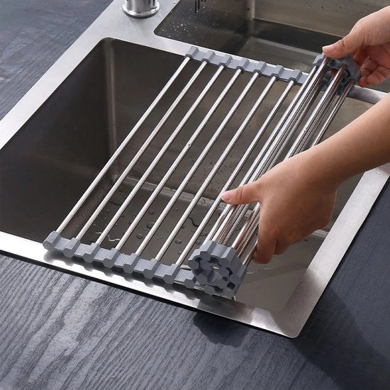 Afdruiprek Opvouwbaar e Verwijderbare per Gocciolatore, Afdruipmat per Tazze, Frutta e Verdura, Organizzatore della Cucina (Grigio, 43 * 35)