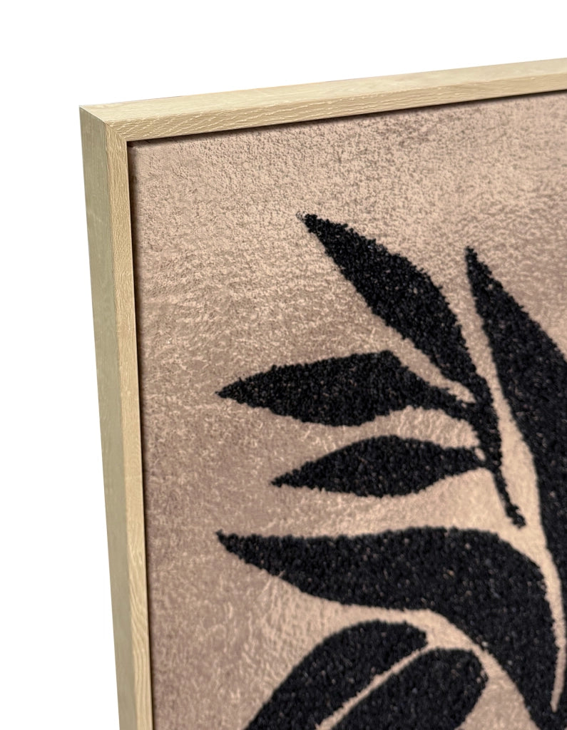 Tela incorniciata 3D Hispanohogar stampa e pittura nero e beige 90x60