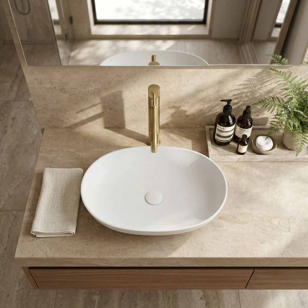 Rubinetto Da Bagno Rea Lungo Stripe Brush Gold