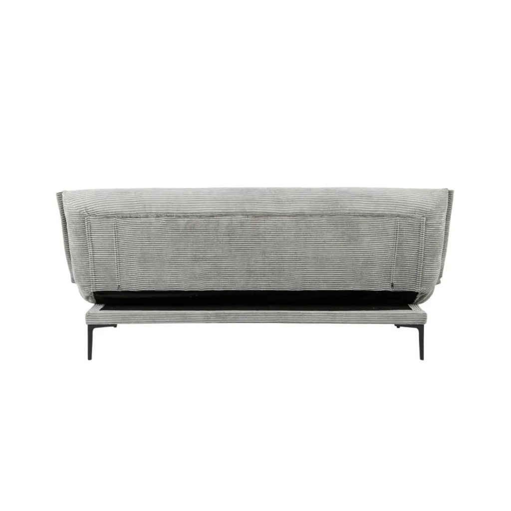 Divano letto VELARIS – Tessuto velluto grigio scuro – Struttura in legno – Materasso integrato – Elegante e compatto