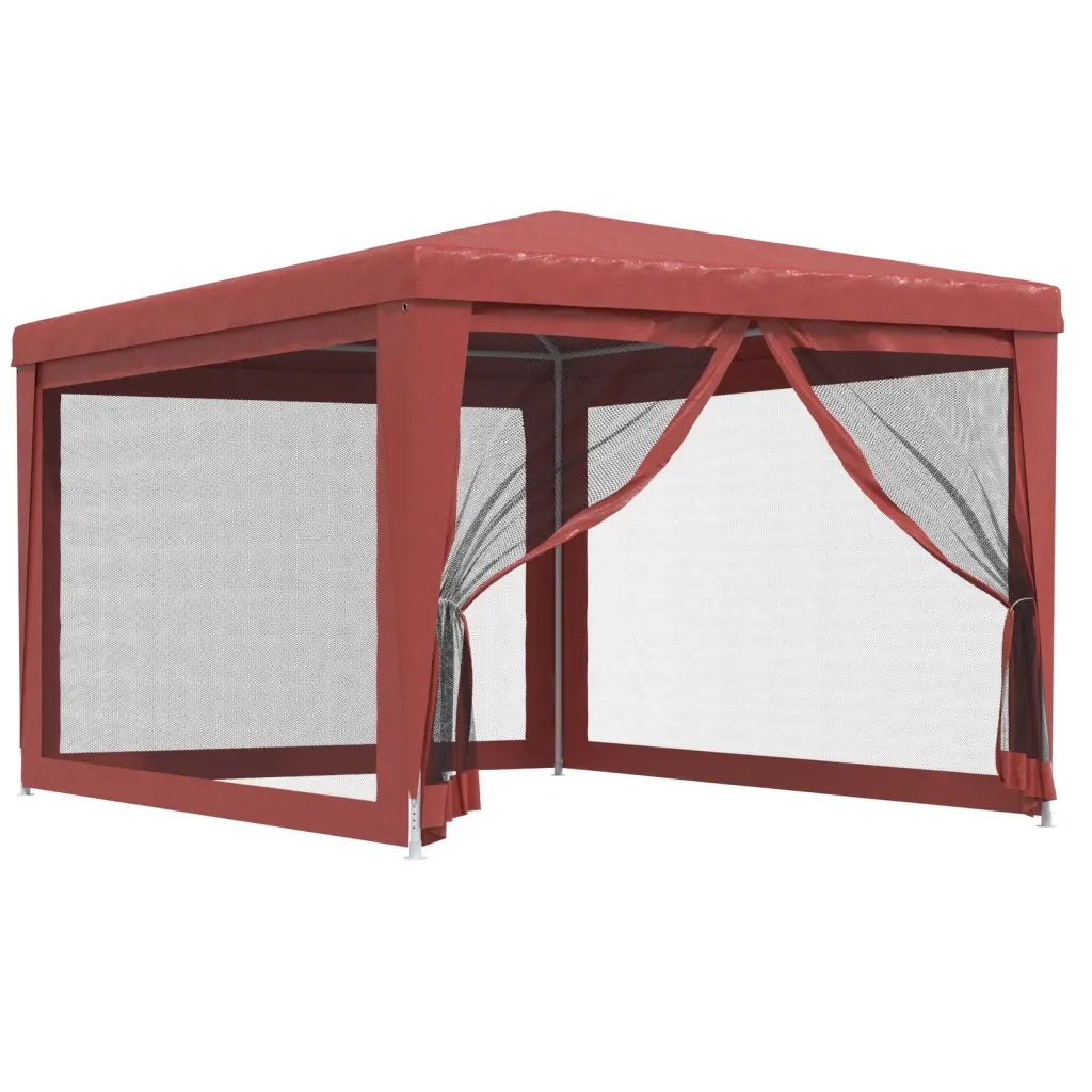 Tenda per Feste con Pareti Laterali in Rete Rossa 3x4 m HDPE 319235