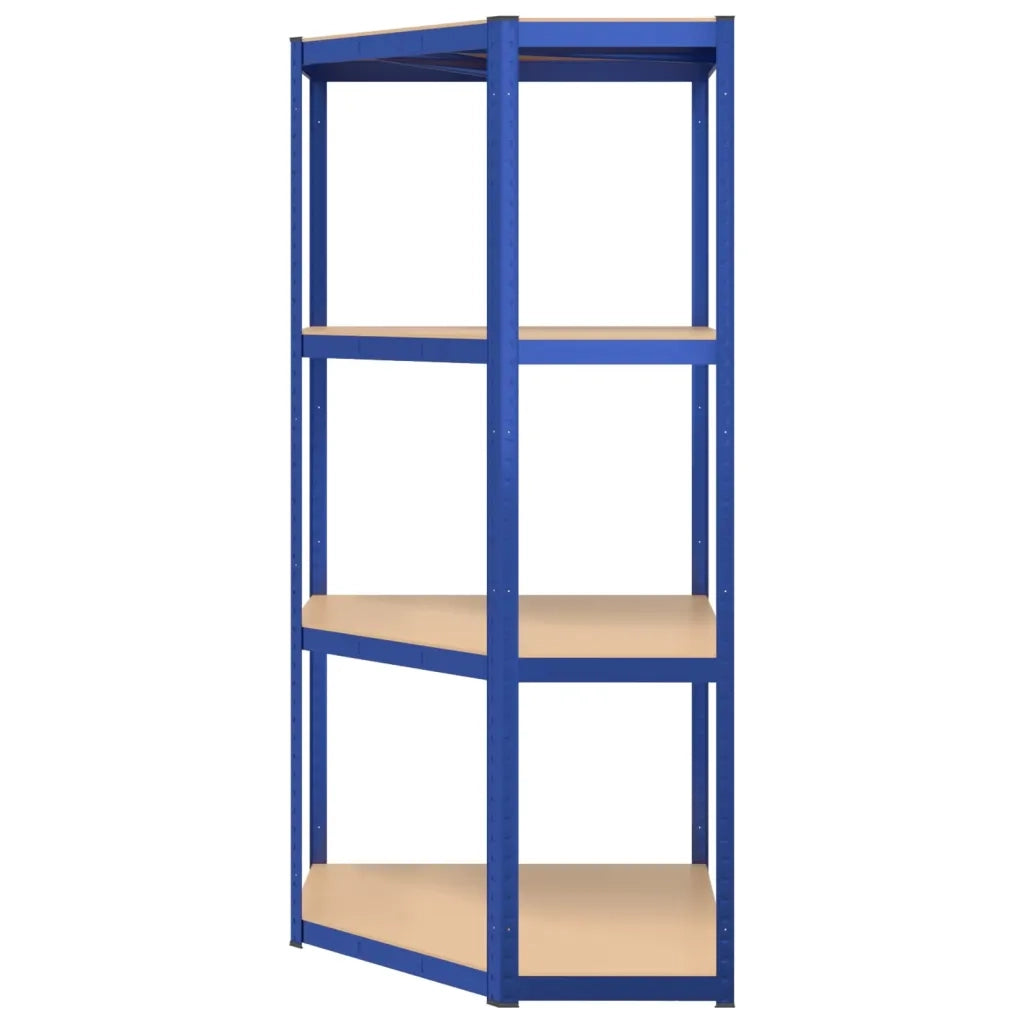 Mensola Angolare 4 Ripiani Blu in Acciaio e Legno Multistrato CFW5247543
