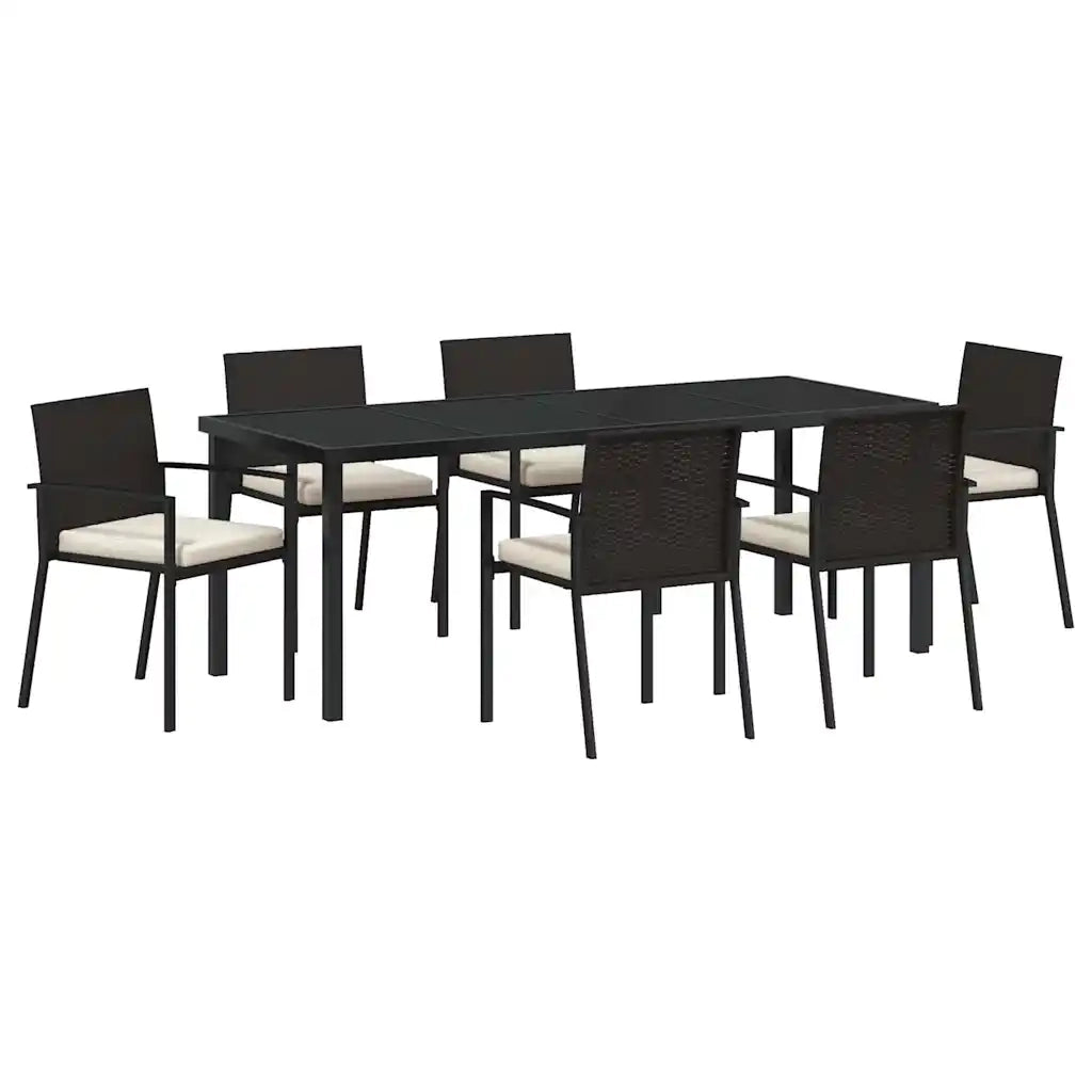 Set da Pranzo per Giardino 7 pcs Nero 3379238