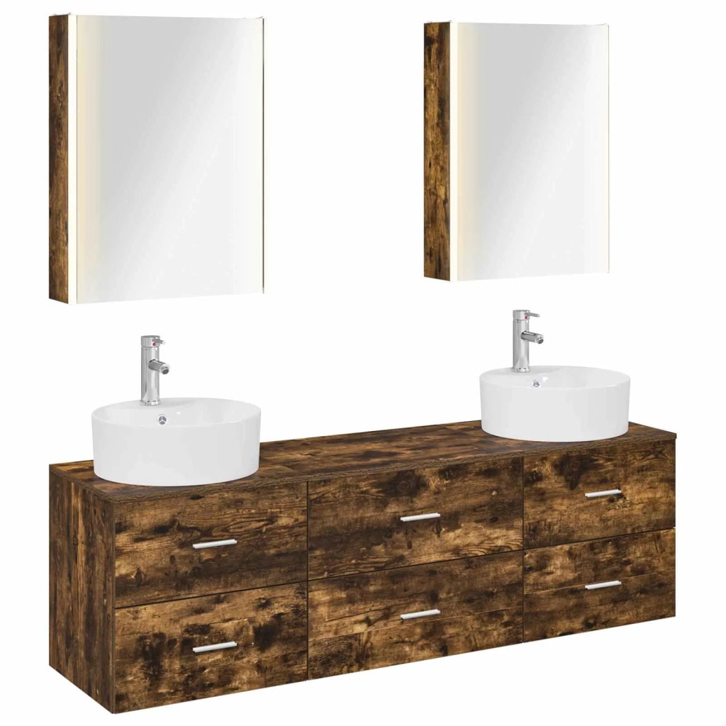 Set di mobili per il bagno 5 pcs Rovere Fumo 3406891