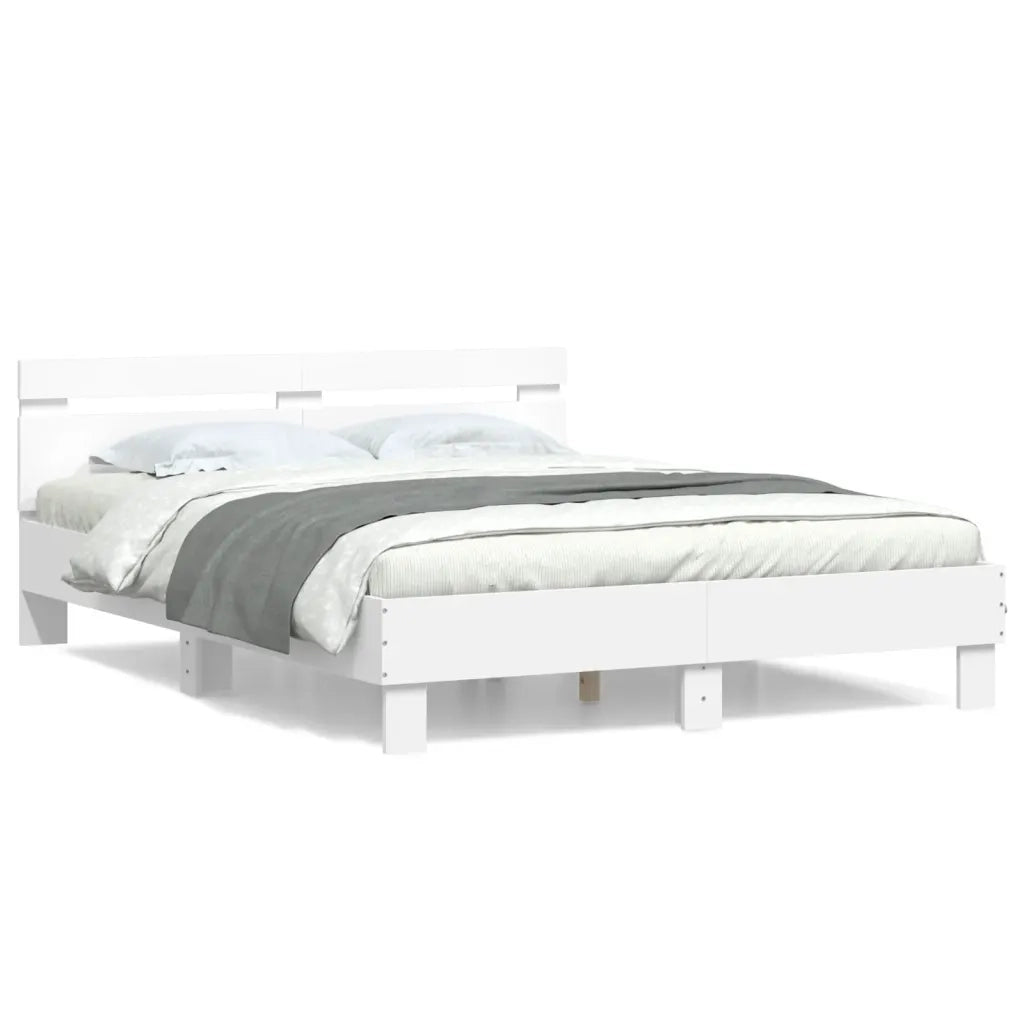 Giroletto con Testiera Bianco 140x190 cm in Legno Multistrato 3207434