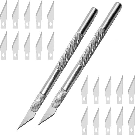 Set di 2 cesolette per taglio, cesolette per taglio, con 20 lame, cesolette per hobbista, cesolette per taglio preciso, cesolette per hobbista per artigianato, taglio, arte, fai da te, scultura.