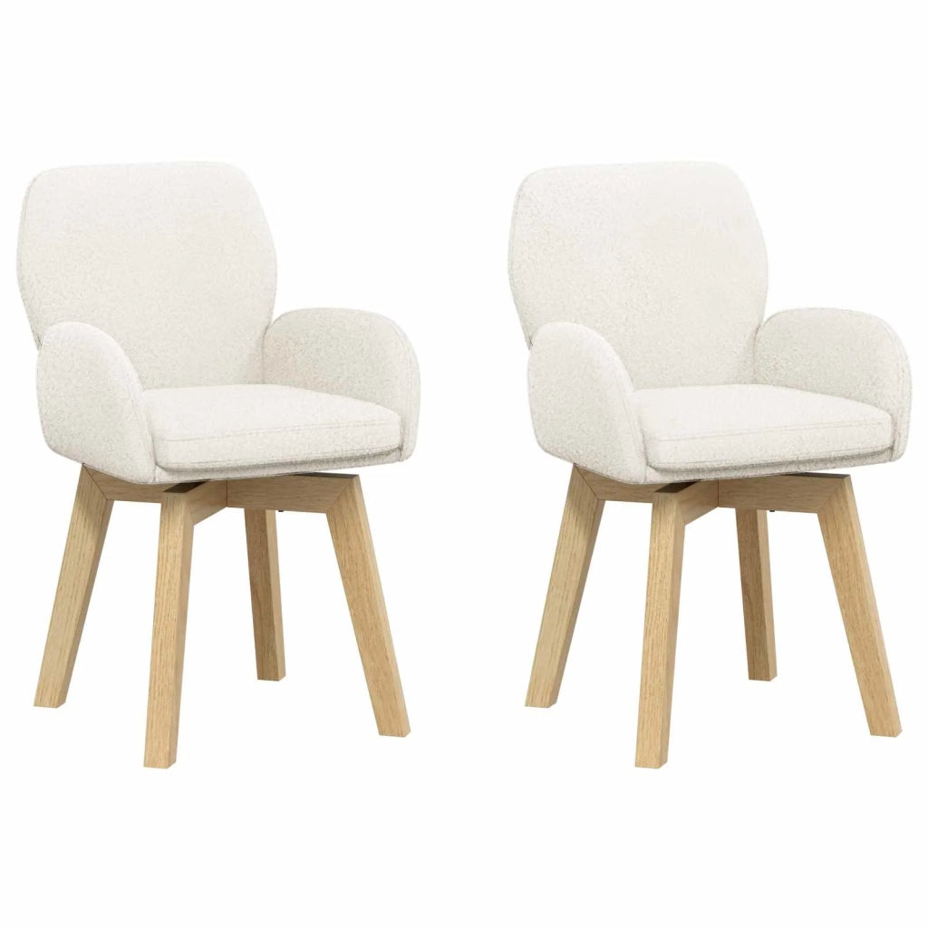 Sedie da pranzo girevoli 2 pcs Bouclé Crema 54 x 58 x 87 cm 42034331