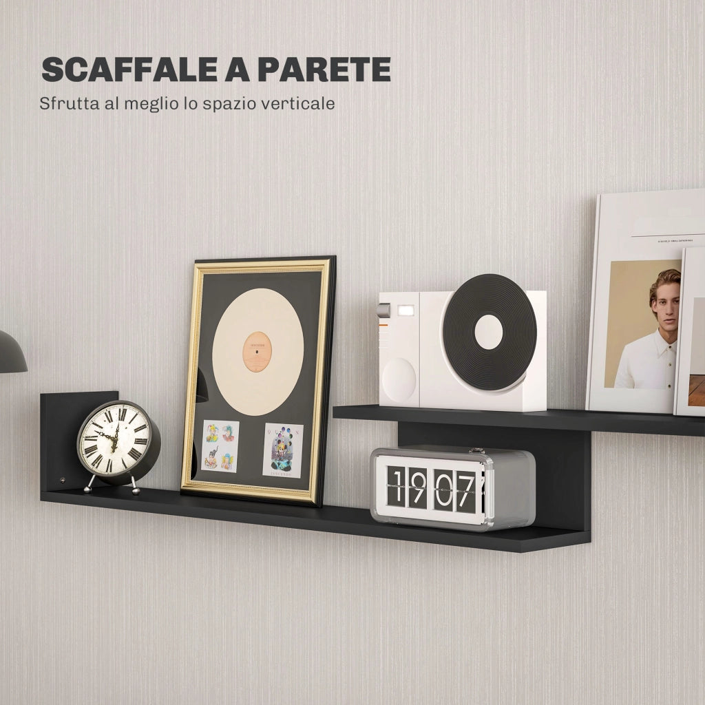 Mobile TV con Ripiani Aperti e Armadietto in Legno ¨C Zephmum ¨C Nero e Marrone