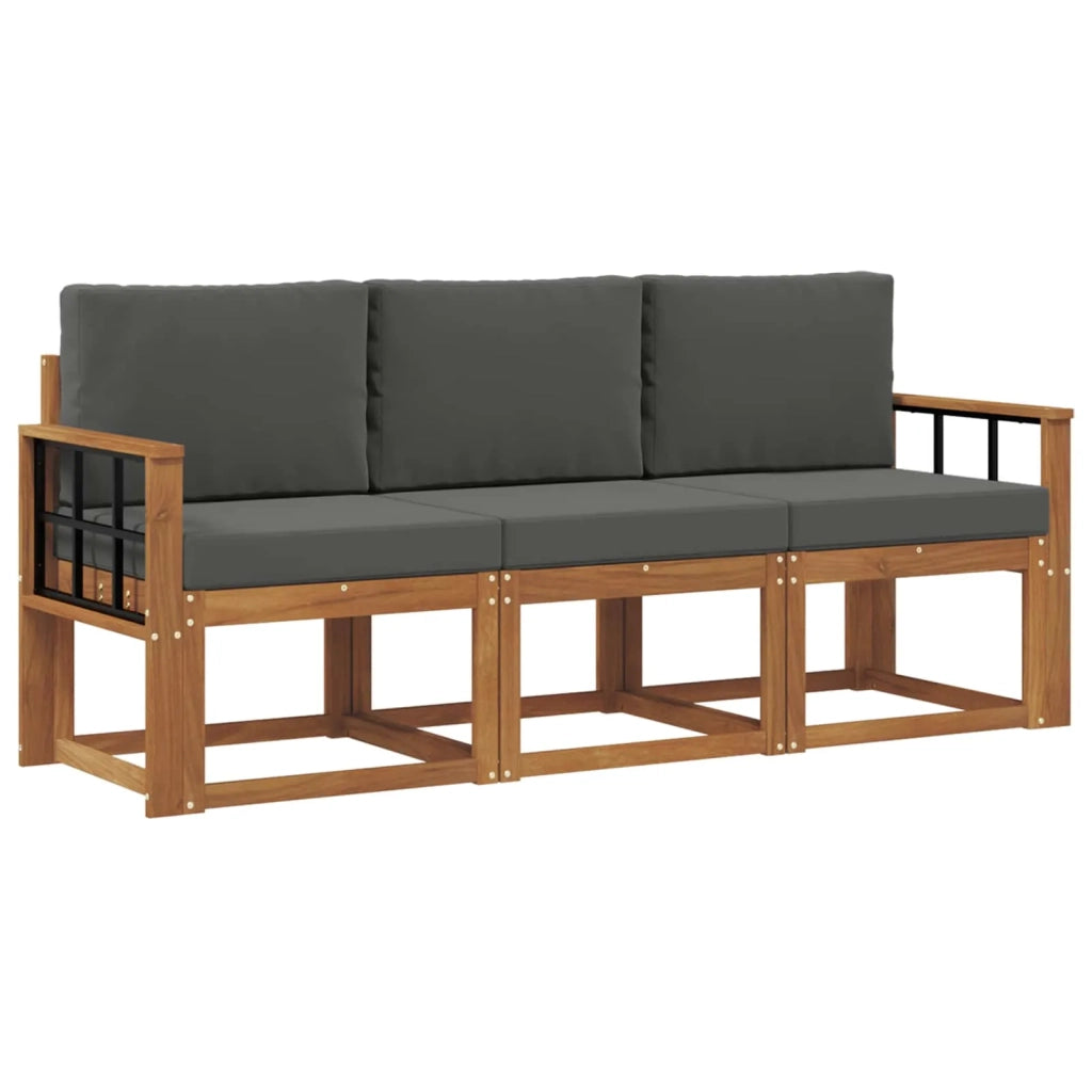 Set di divani da esterno con cuscino 3 pcs Naturale e Antracite