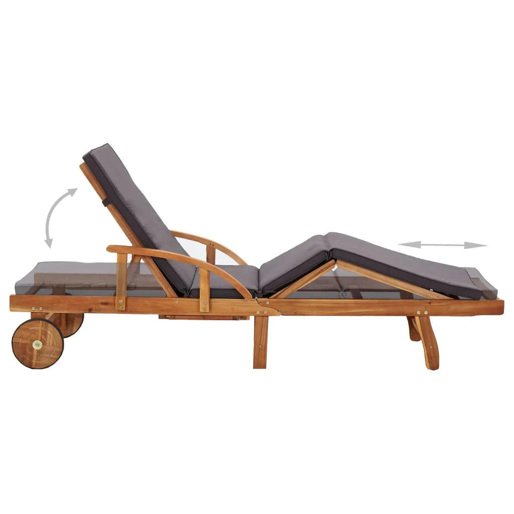 Lettino prendisole sedia a sdraio lettino prendisole letto da giardino mobili da esterno per patio con cuscino legno massello di acacia 02_0012347