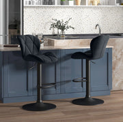 Set di 2 sgabelli bar 51.5x57.5x93-114.5 cm girevoli e regolabili in altezza in poliestere nero