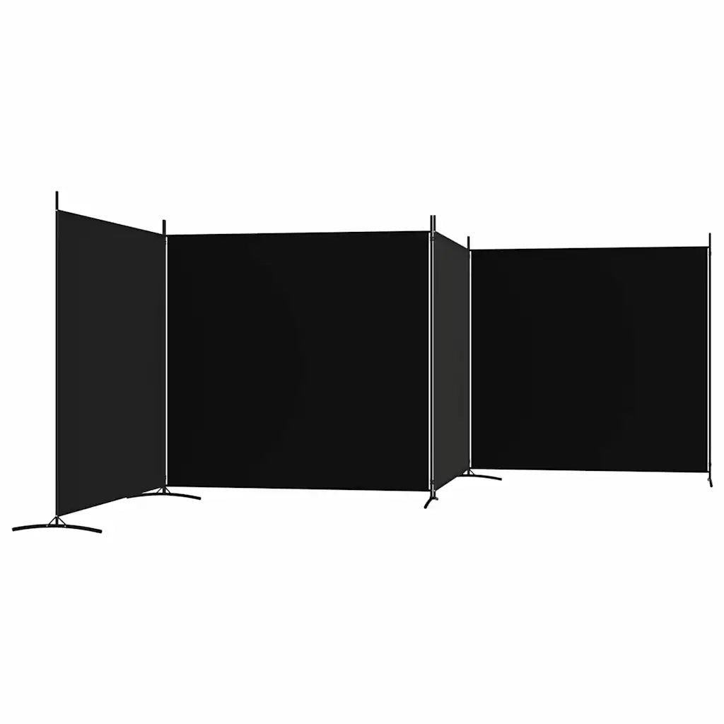 Divisorio Ambienti | Divider per stanze | Paravento a 4 Pannelli Nero 698x180 cm in Tessuto