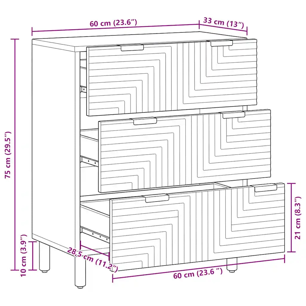 Credenza 60x33x75 cm in Legno Massello di Acacia 4017759