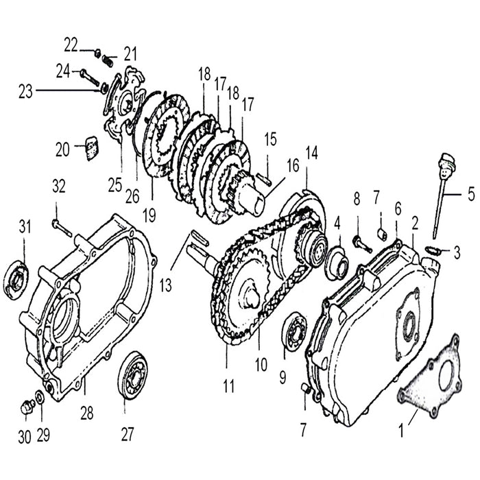 LIFAN Frizione a bagno d’olio Q2 20 mm per motori da 5 - 6,5 CV GX140 GX160 GX200 Serie 168