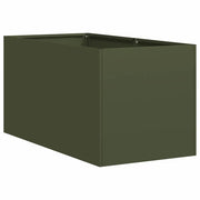 Fioriera | Cassetta per fiori | Vaso Verde Oliva 40x80x40 cm in Acciaio Laminato a Freddo
