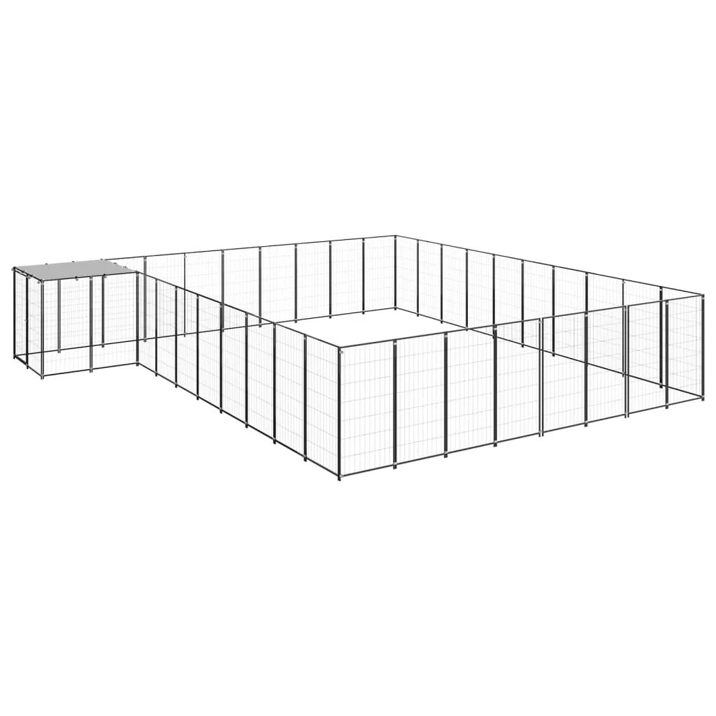 Recinto per animali da esterno per cani 25,41 m² acciaio nero 02_0000515