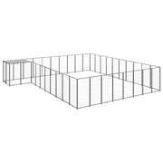 Recinto per animali da esterno per cani 25,41 m² acciaio nero 02_0000515