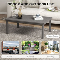 Tavolo per Esterni Rettangolare 100x60 cm in Alluminio Effetto Legno Marrone