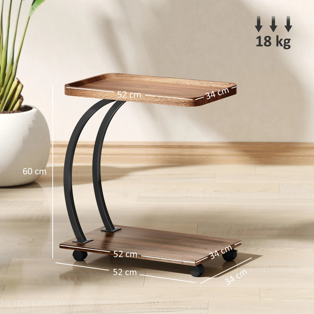 Tavolino con Ruote Forma C ¨C Xylo ¨C Marrone e Nero 52x34x60 cm