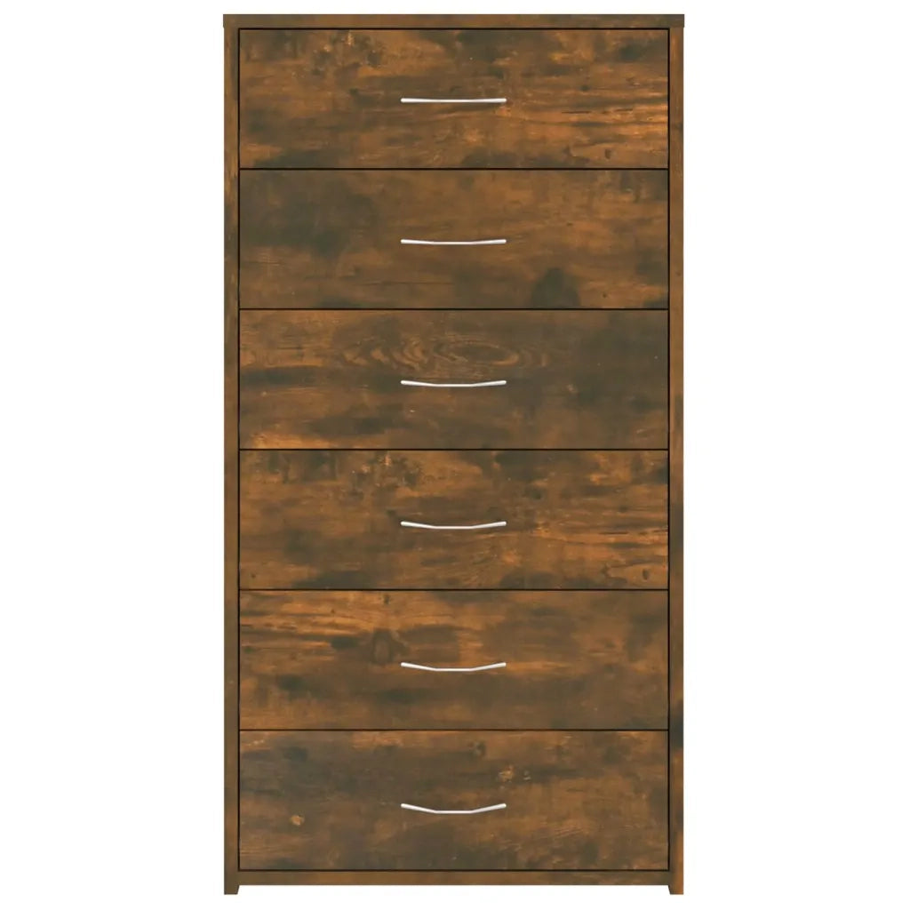 Credenza 6 Cassetti Rovere Fumo 50x34x96cm in Legno Multistrato 815363