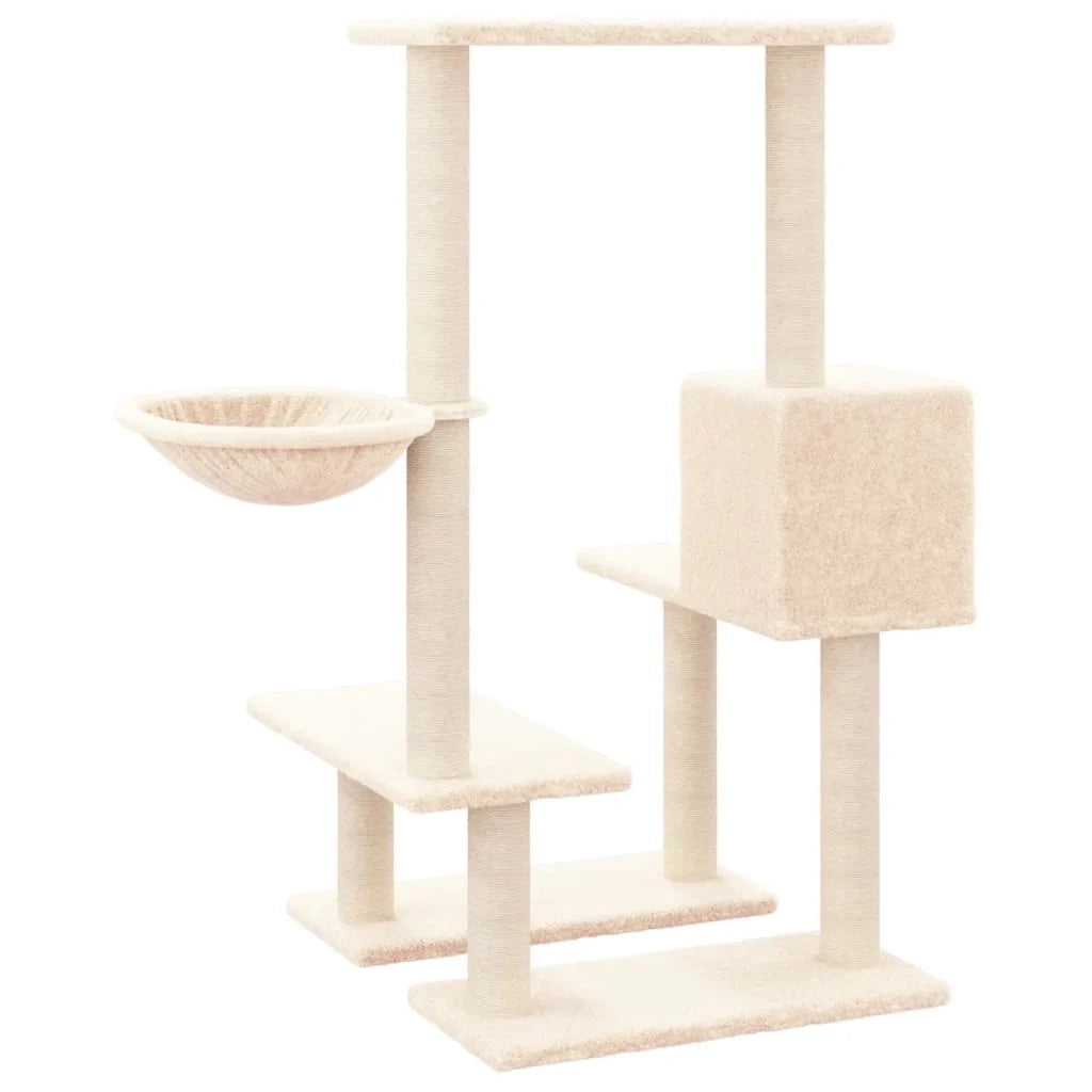 Tiragraffi per gatti torre per arrampicata giocattolo piattaforma per arrampicata con tiragraffi in sisal 94,5 cm crema 02_0022534